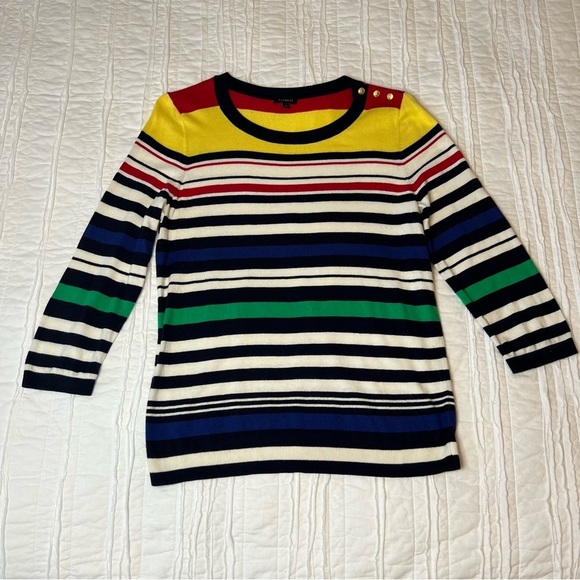 TALBOTS Nautical Striped Sweater Blouse Top Multicolored Long Sleeve SZ L - Picture 12 of 12